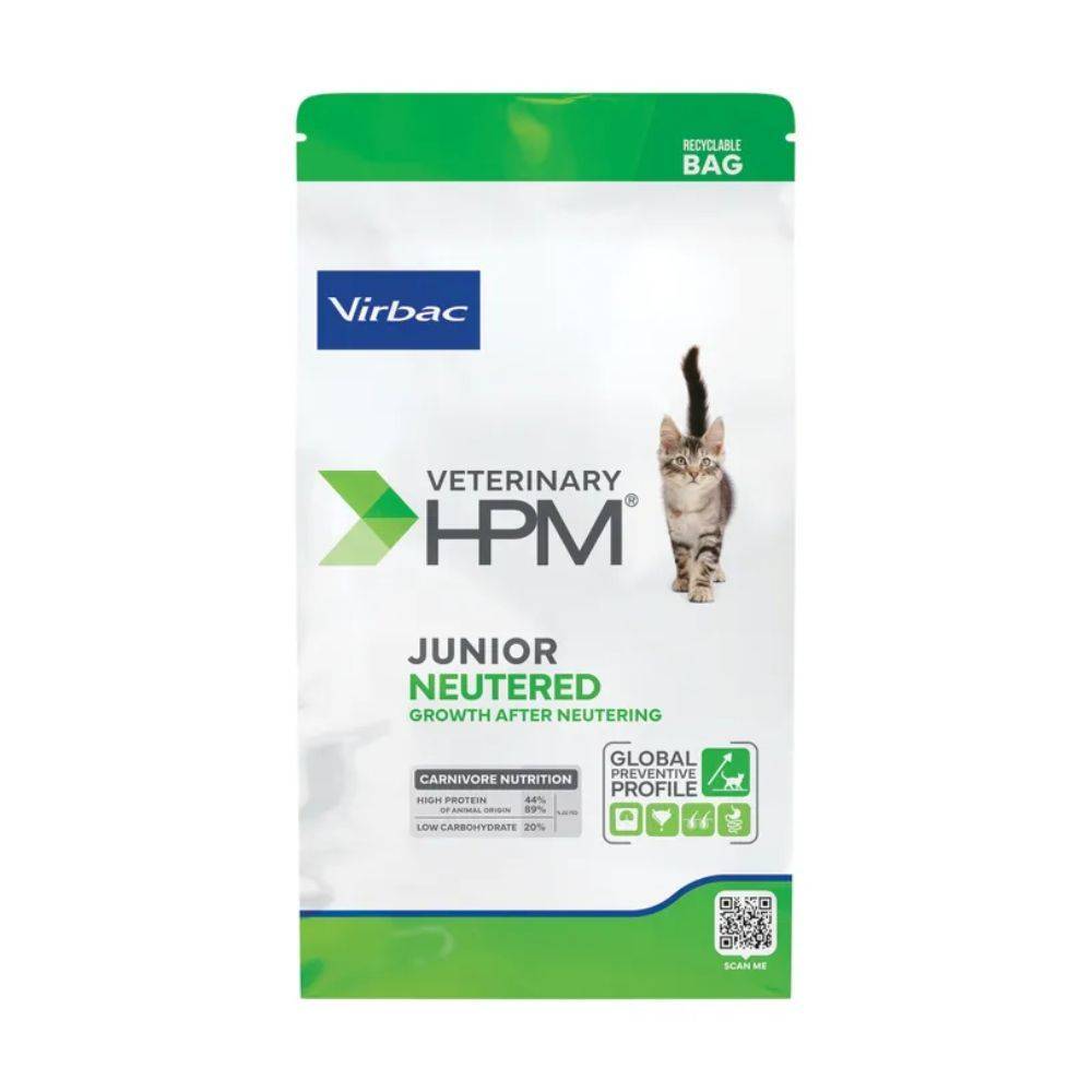 CROQUETTES CHAT VETERINARY HPM CAT JUNIOR NEUTERED - VIRBAC 400 g - Imagen 2