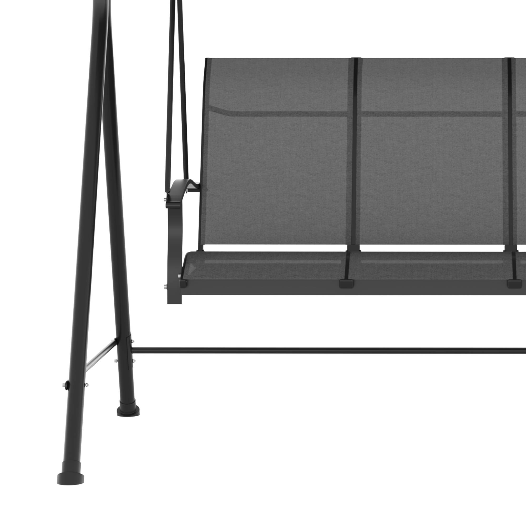 Balancelle de jardin 3 places acier extérieur toit inclinable tissu 200x133cm gris - ComfortXL Outdoor Living - Image 10