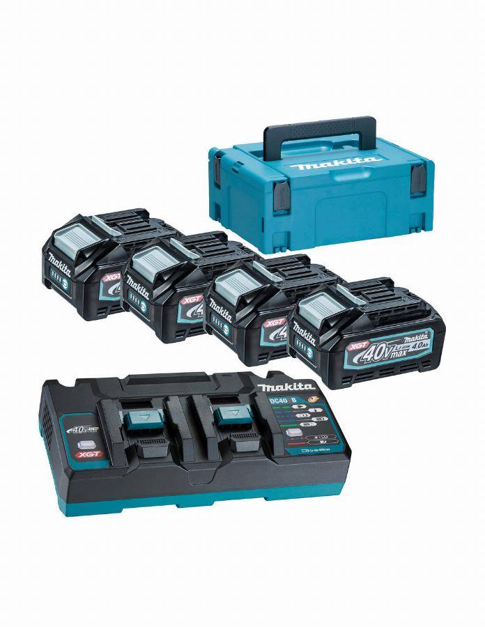 Makita - Makita 40V Li-ion MAX Set de 4 batteries 4.0Ah - Chargeur - Mbox - 191U28-6 - Imagen 1