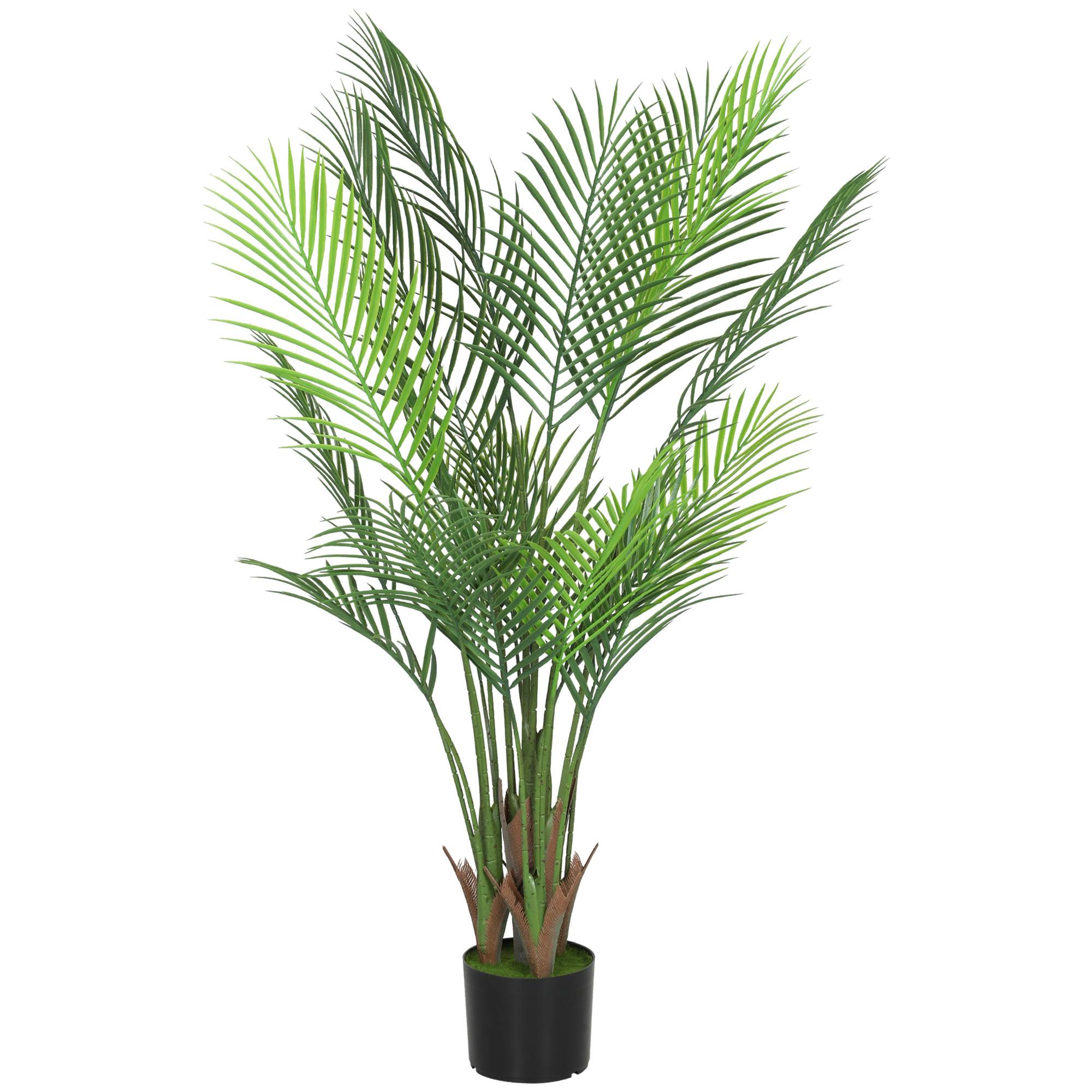 Plante artificielle intérieure 120 cm, palmier arbre artificiel avec pot en plastique et flocage, vert - Image 2