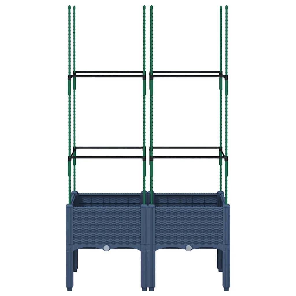 ComfortXL - Jardinière rectangulaire avec treillis PP jardin Bleu Gris 80x40cm – ComfortXL Outdoor Living - Image 3