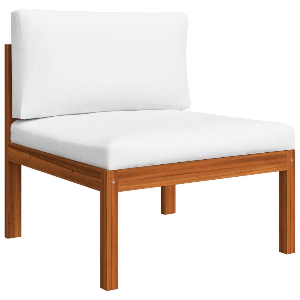 Helloshop26 - Salon de jardin meuble d'extérieur ensemble de mobilier 4 pièces avec coussins crème bois d'acacia solide - Imagen 5