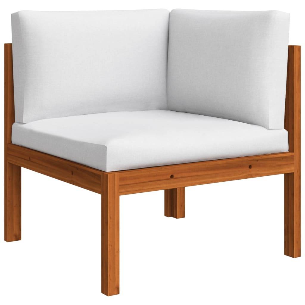 Helloshop26 - Salon de jardin meuble d'extérieur ensemble de mobilier 4 pièces avec coussins crème bois d'acacia solide - Imagen 3