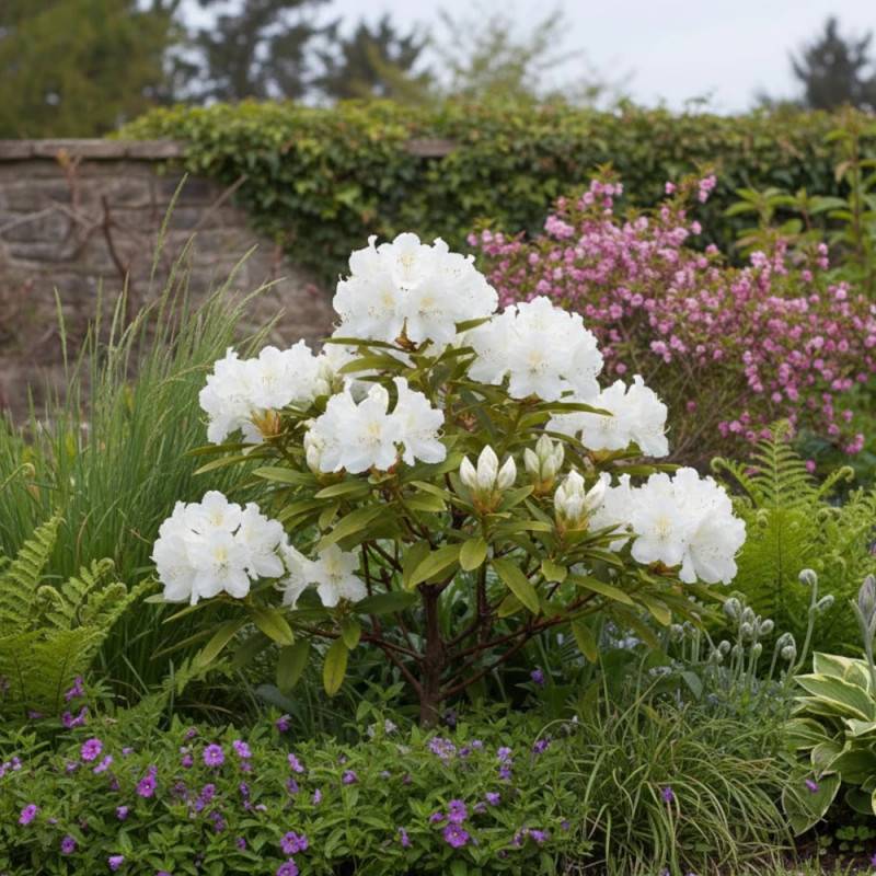 Azalée caduque Viscosum, Azalée mollis à fleurs Blanche - feuillage ...