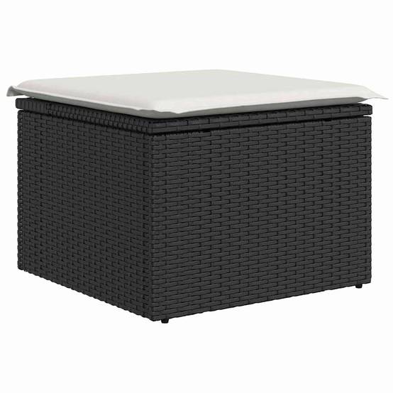 Salon de Jardin 7 Pièces en Résine Tressée avec Pouf et Table Noir – ComfortXL Outdoor Living - Image 7