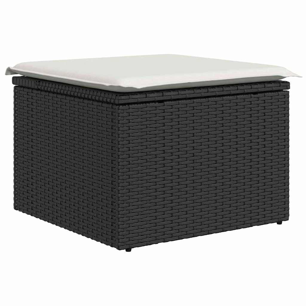 Salon de Jardin 7 Pièces en Résine Tressée avec Pouf et Table Noir – ComfortXL Outdoor Living - Image 7