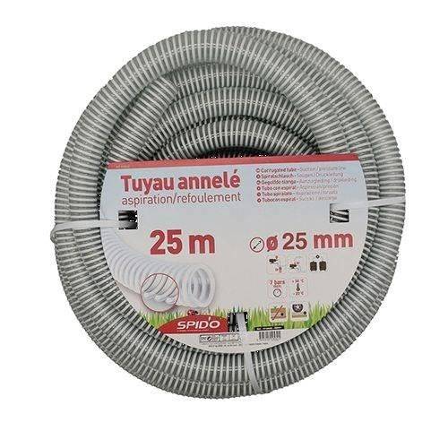 Spido - Tuyau en PVC armé - Souple a spirales - 25 m - Ø 25 mm