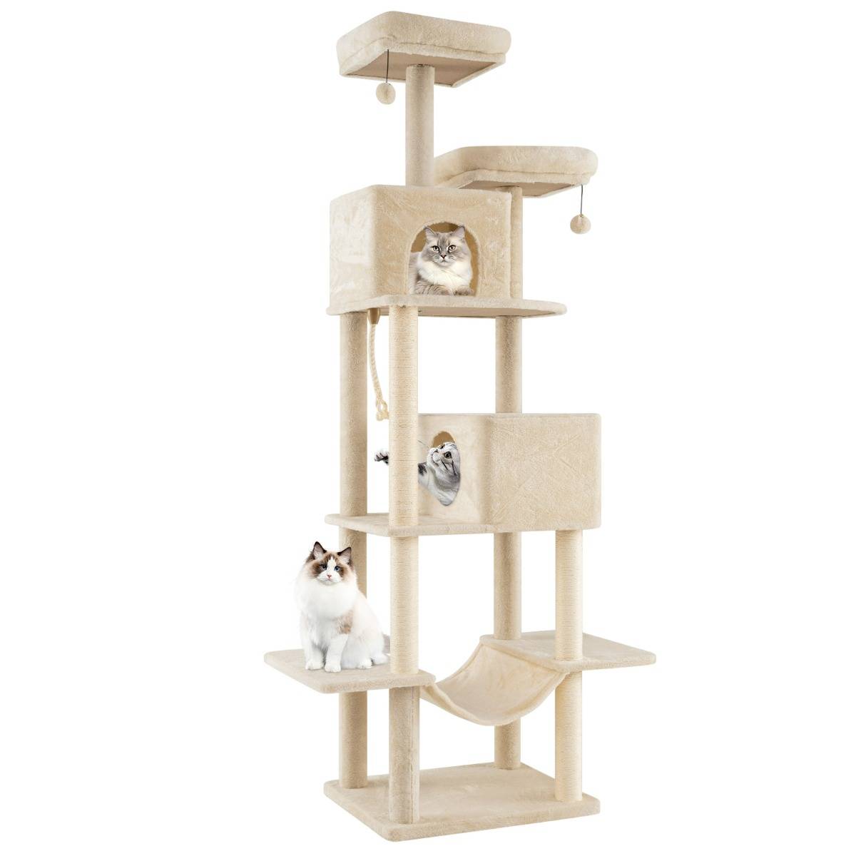 Maison Chic - Arbre à Chat de 205cm Tour d'Escalade Multi-Niveaux avec 2 Condos Perchoirs Poteaux à Gratter - Image 1