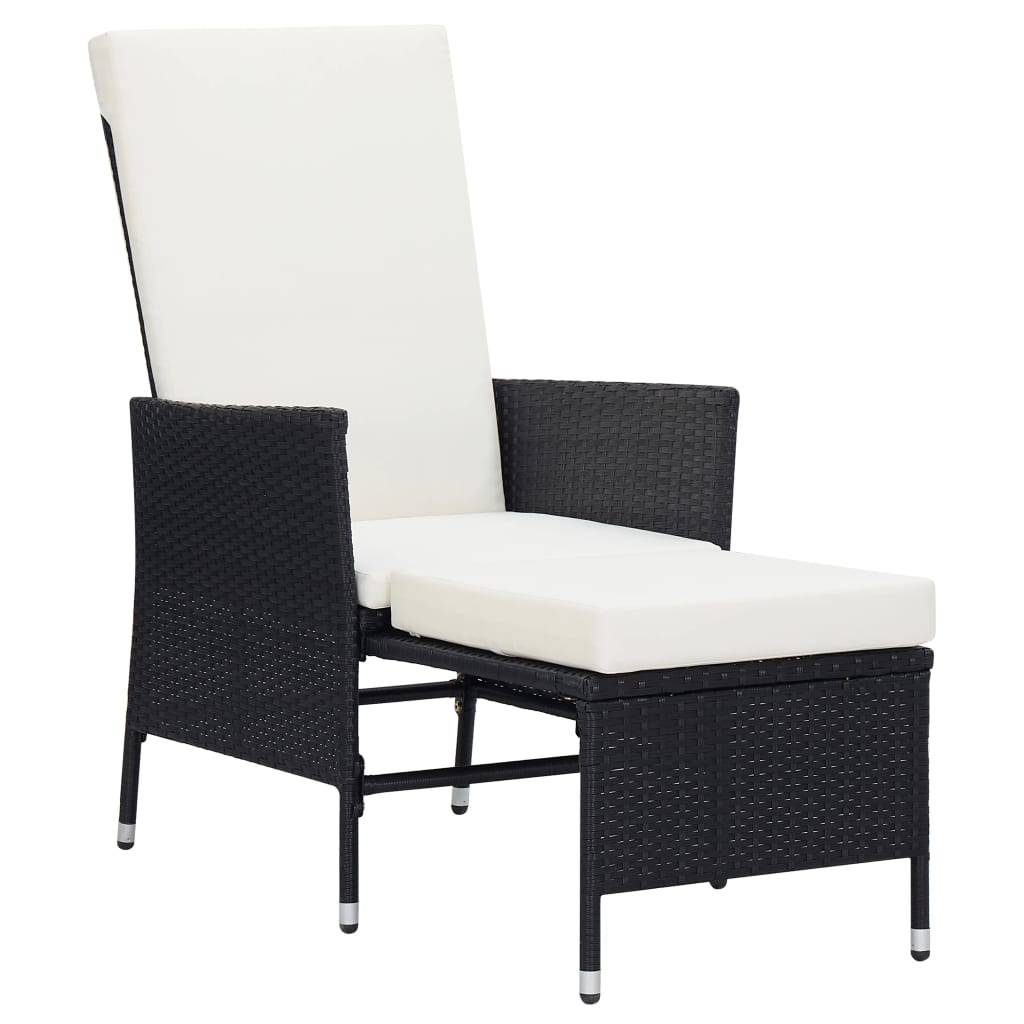 Fauteuil de Jardin Inclinable Résine Tressée avec Repose-pied et Coussins Noir – ComfortXL Outdoor Living - Image 2