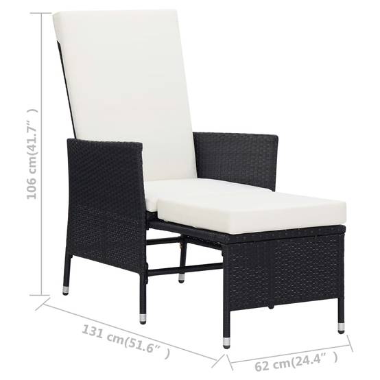 Fauteuil de Jardin Inclinable Résine Tressée avec Repose-pied et Coussins Noir – ComfortXL Outdoor Living - Image 8