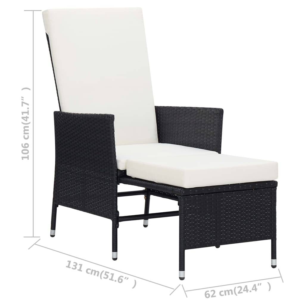 Fauteuil de Jardin Inclinable Résine Tressée avec Repose-pied et Coussins Noir – ComfortXL Outdoor Living - Image 8