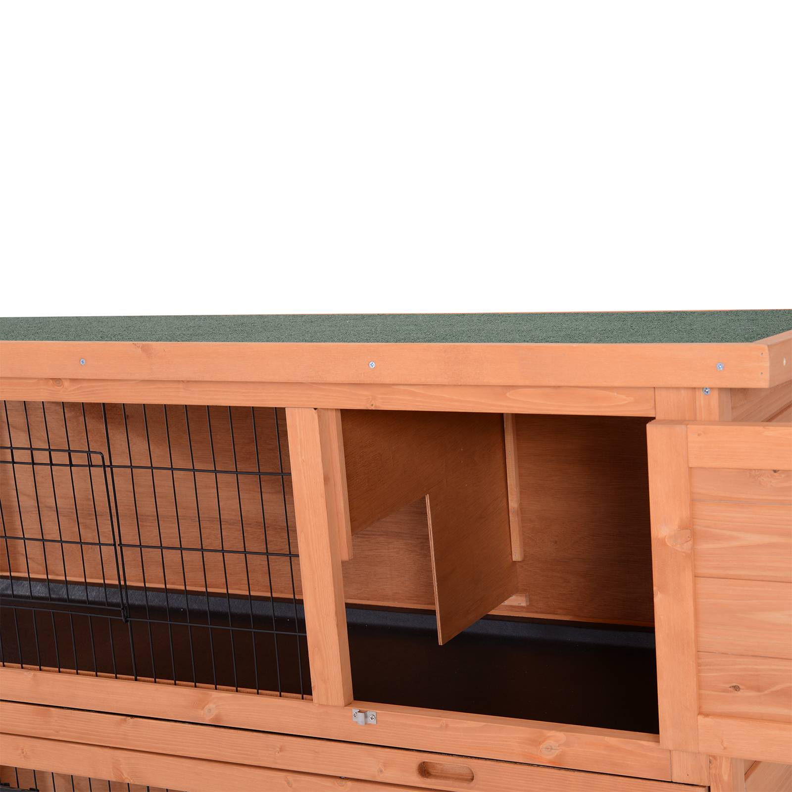 Cage lapins hiver 2 étages, bois, bac, toit bitume, portes, 136,4 x 50 x 93 cm, orange - Image 10