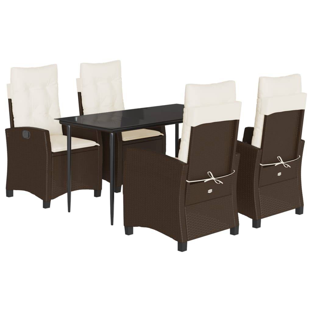 Table et Chaises de Jardin 4 Personnes Inclinables 140cm Marron – ComfortXL Outdoor Living - Image 2