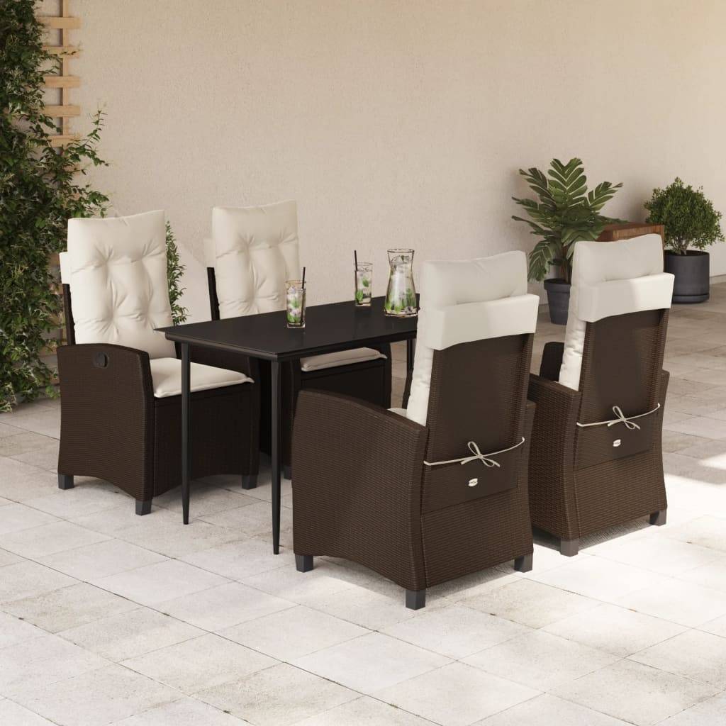 Table et Chaises de Jardin 4 Personnes Inclinables 140cm Marron – ComfortXL Outdoor Living - Image 1