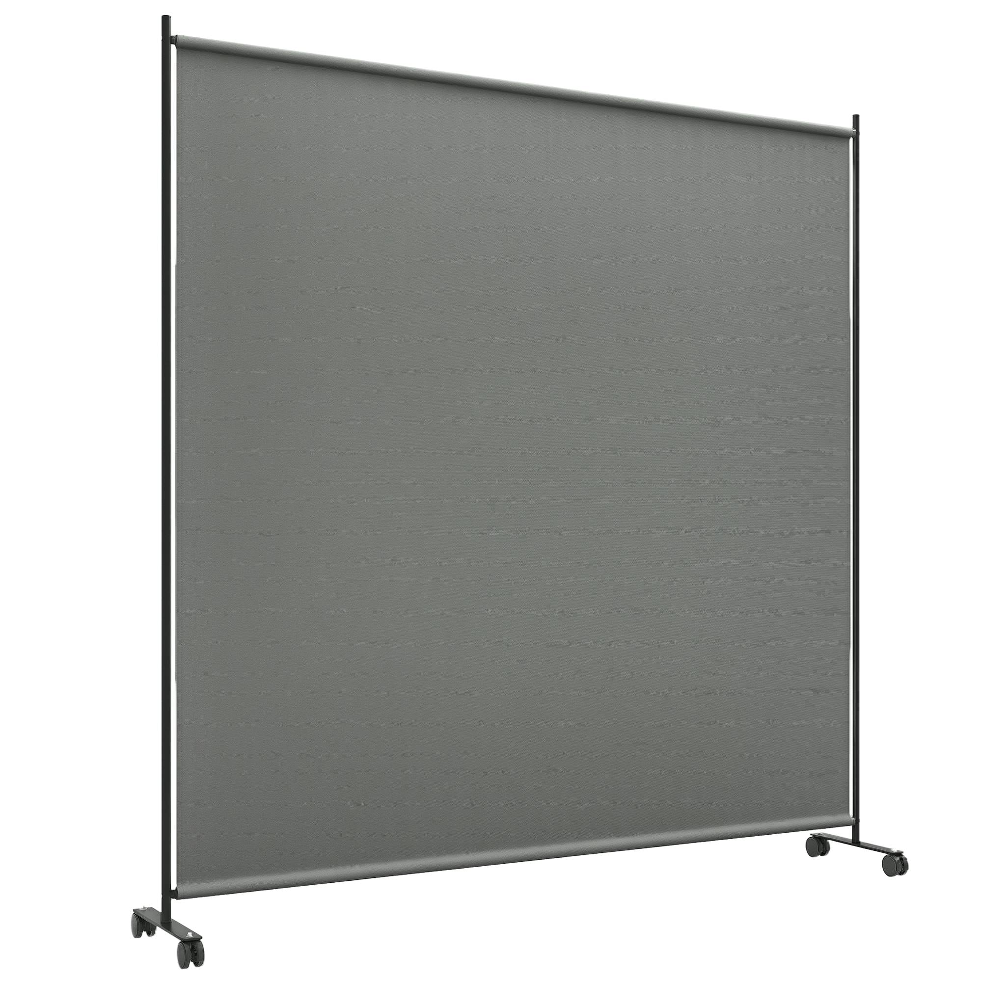 Panneau brise-vue paravent extérieur sur roulettes pour le jardin, terrasse, balcon - dim. 183L x 30l x 181H cm - gris - Image 1