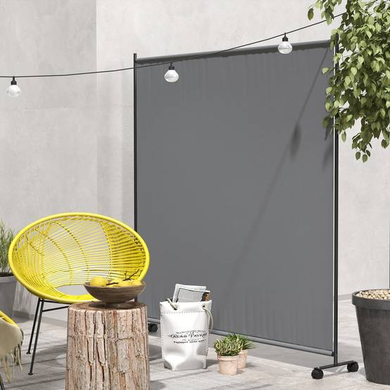 Panneau brise-vue paravent extérieur sur roulettes pour le jardin, terrasse, balcon - dim. 183L x 30l x 181H cm - gris - Image 4