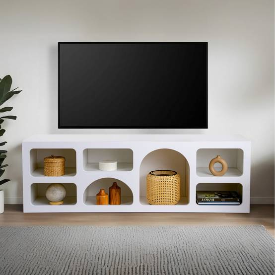 Buffet bas 7 niches design organique blanc 160x50cm FERLIS - Imagen 2