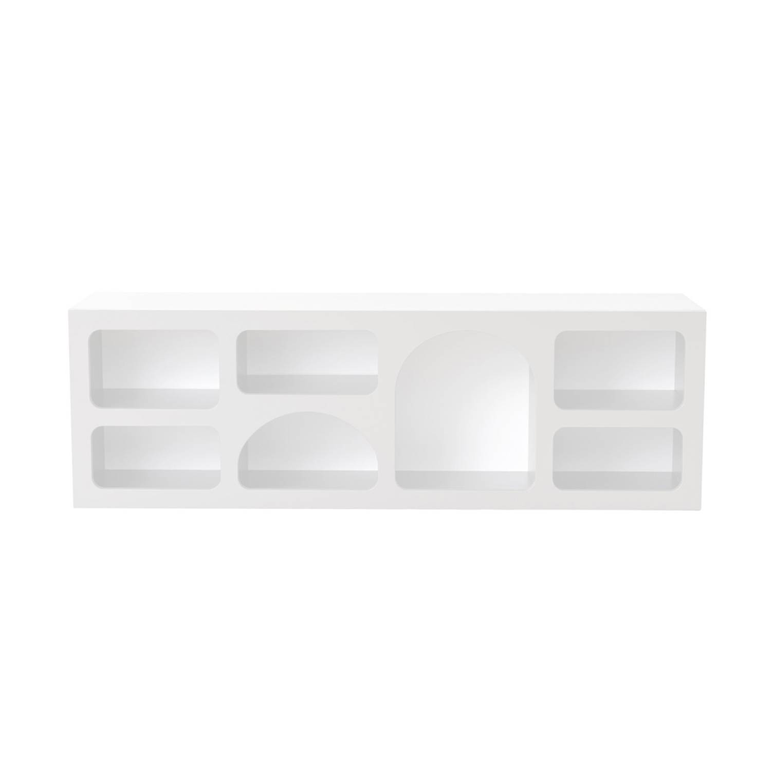 Buffet bas 7 niches design organique blanc 160x50cm FERLIS - Imagen 1