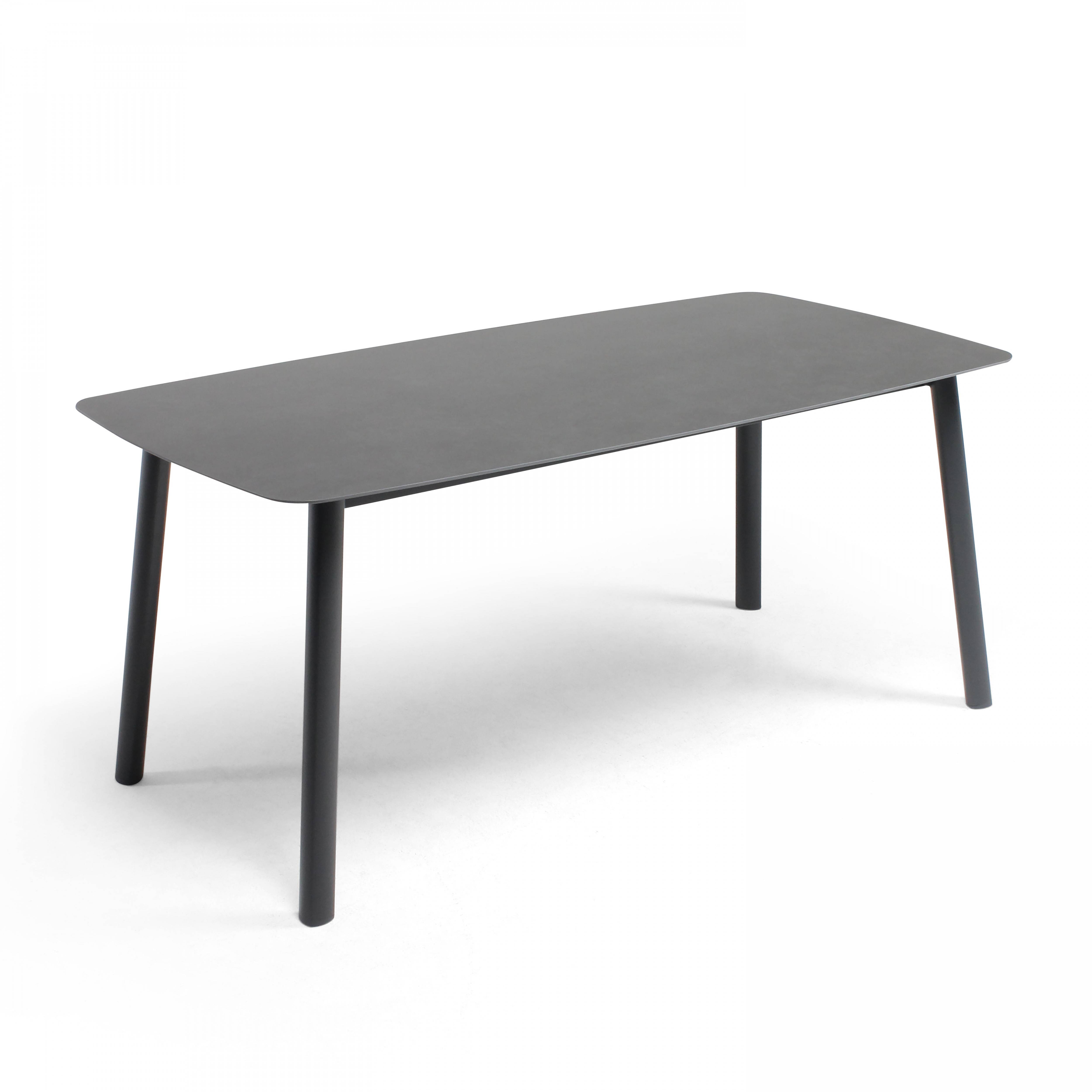 Oviala - Table de terrasse rectangulaire en aluminium et pierre frittée gris Piedra - Oviala - Imagen 1