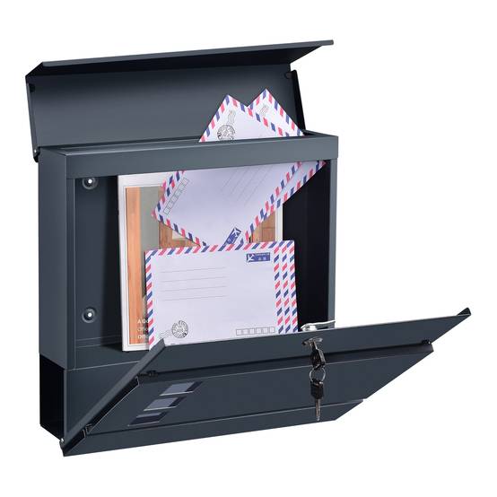 Helloshop26 - Boîte aux lettres acier galvanisé 37x37x11 cm gris anthracite - Imagen 4