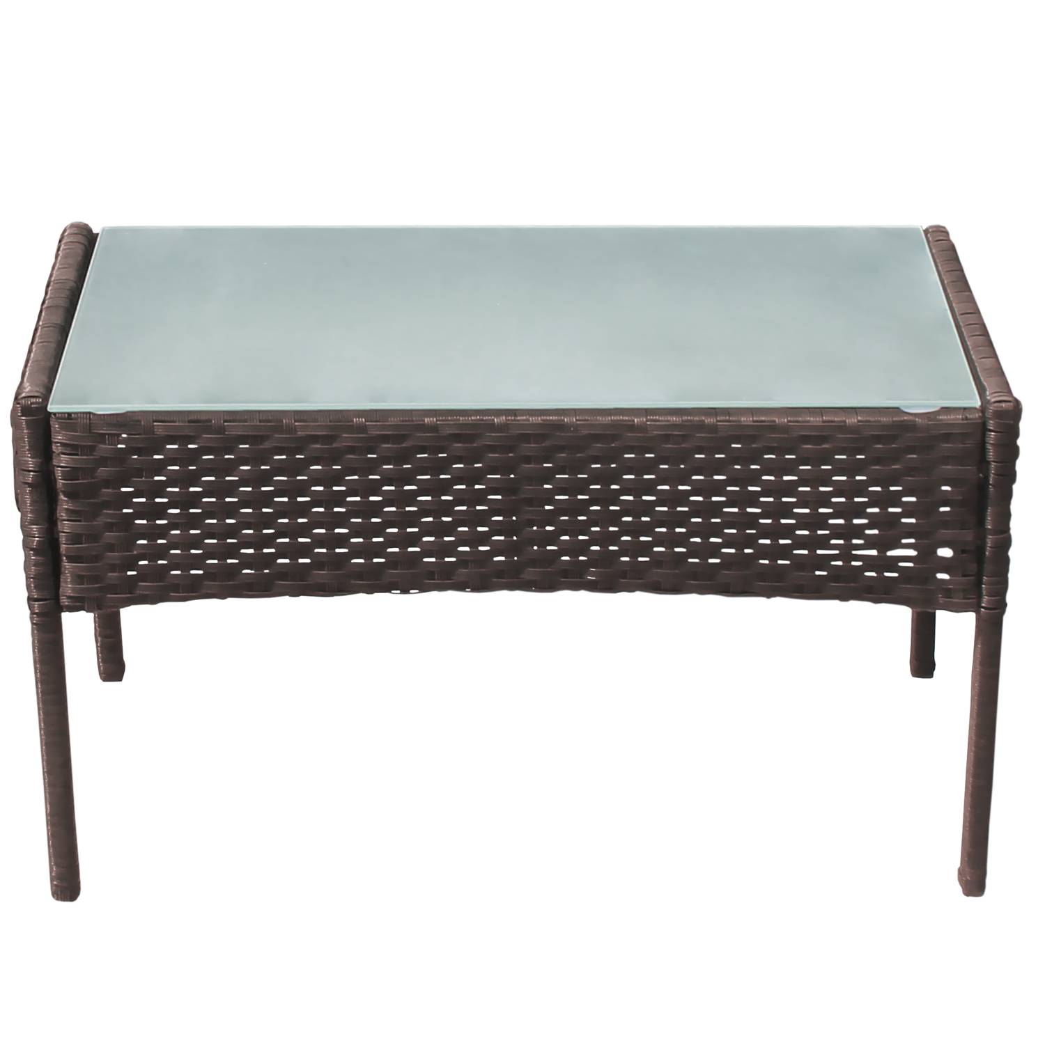 Salon de jardin CORFOU en résine tressée marron 4 places - coussins beige - HAPPY GARDEN - Imagen 5