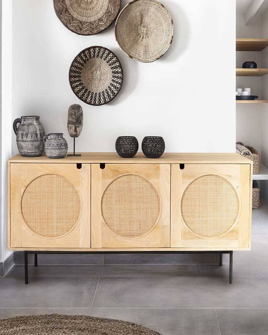 Kali - Buffet en bois et cannage 145 cm - UNIQKA - Imagen 2