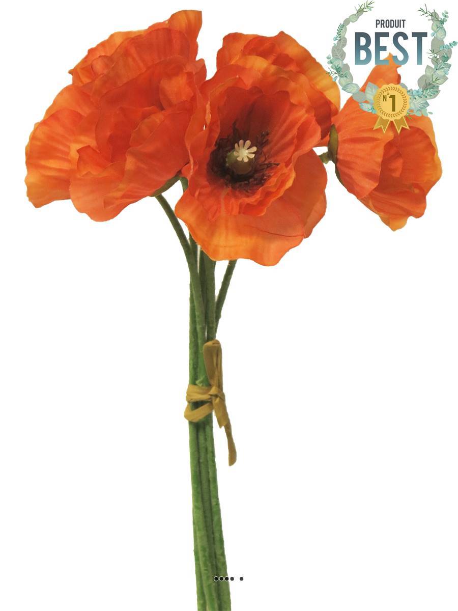 Bouquet de Pavot artificiel, H 29 cm Orange - BEST - couleur: Orange - Image 1