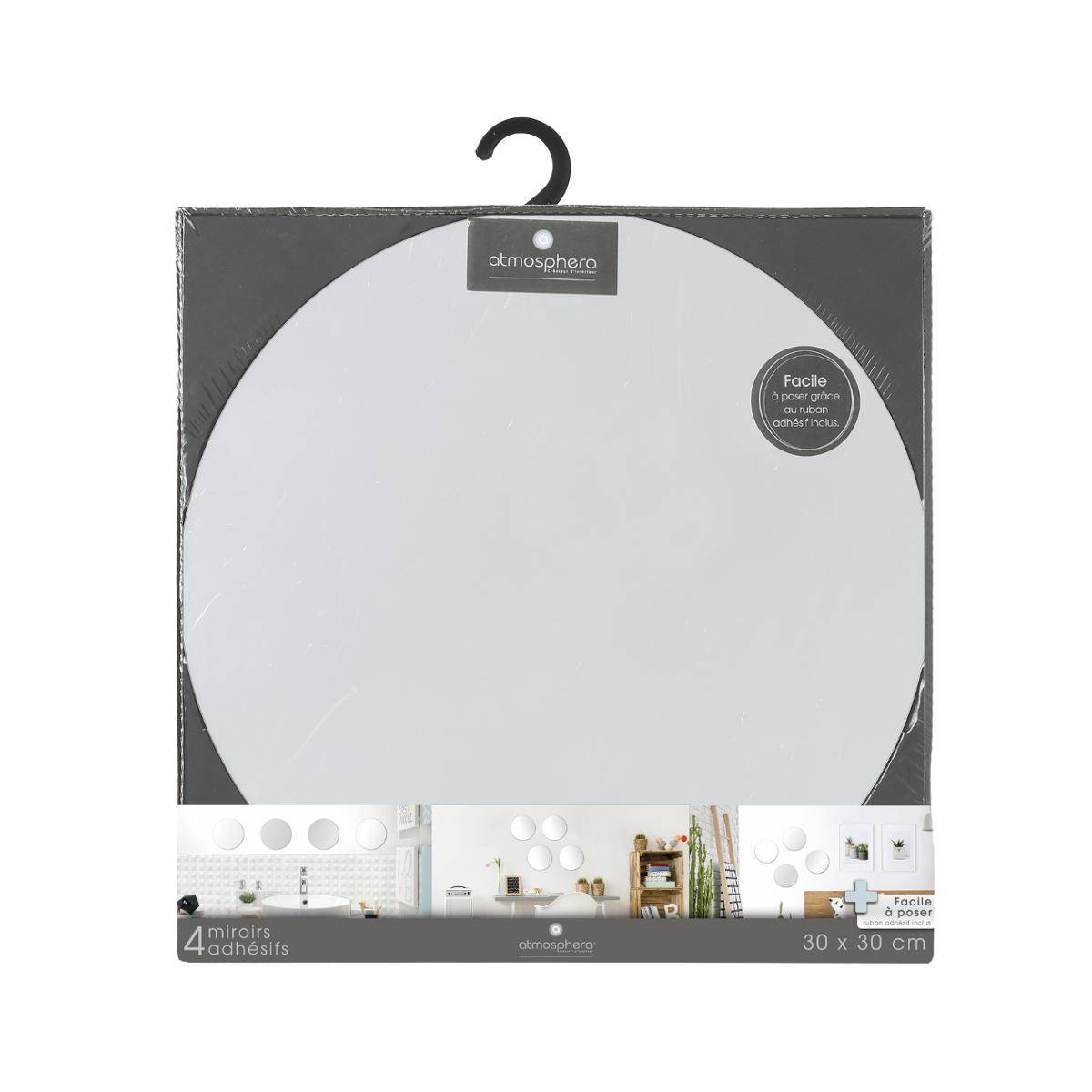 Atmosphera - Lot de 4 miroirs ronds adhésifs 30x30 - 5five - Imagen 2