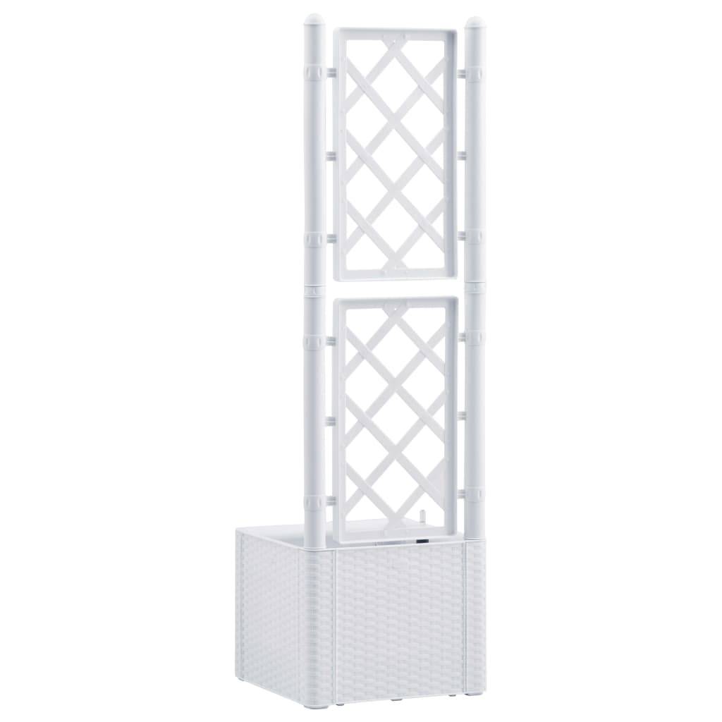 Helloshop26 - Jardinière lit surélevé plantes fleurs jardin et treillis et système d'arrosage blanc - Imagen 4