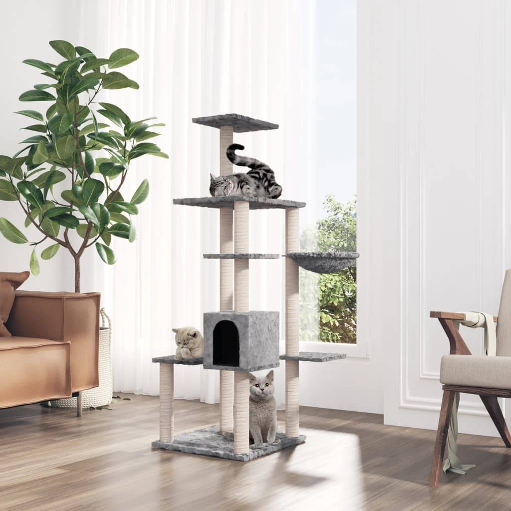 Vidaxl - Arbre à chat avec griffoirs en sisal Gris clair 142 cm vidaXL 171592 - Imagen 1