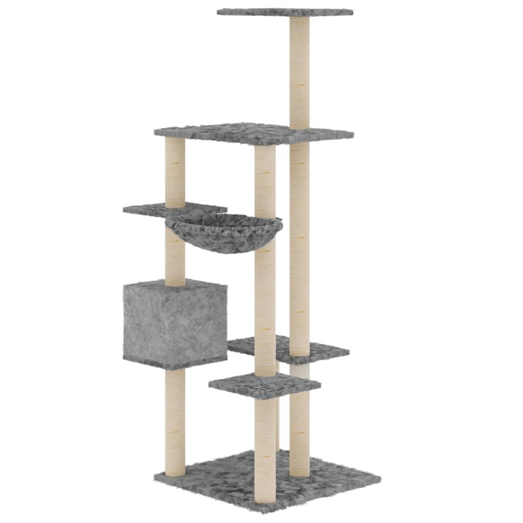 Vidaxl - Arbre à chat avec griffoirs en sisal Gris clair 142 cm vidaXL 171592 - Imagen 6