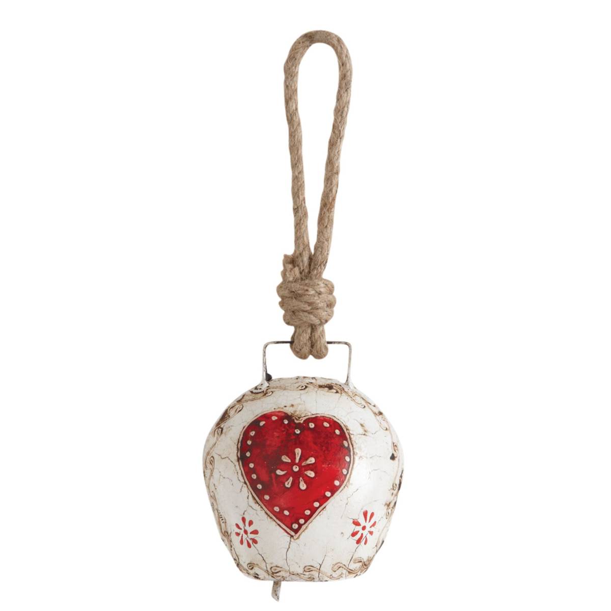 Aubry Gaspard - Cloche en métal vieilli avec coeur rouge