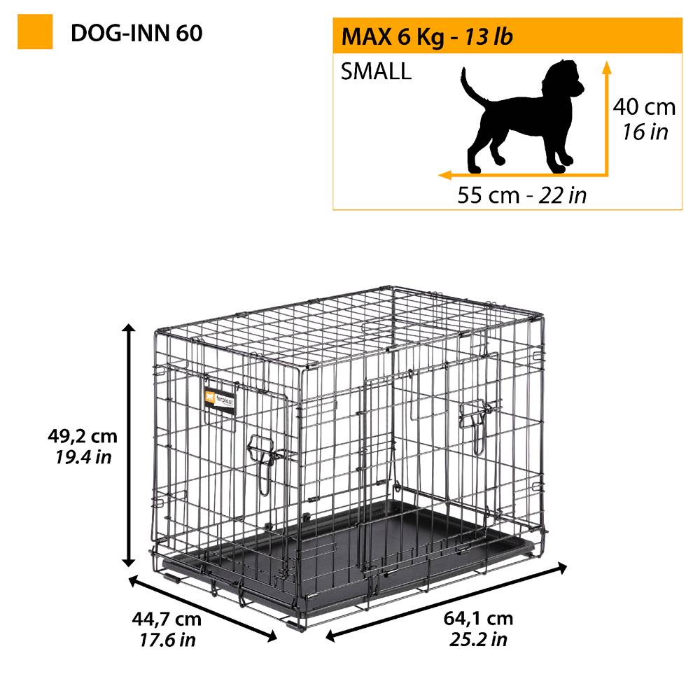 Ferplast - Ferplast Cage de transport pliable pour chiens DOG-INN 60, enclos pour chiots, transport en métal séparation inclus, porte double avec fermeture de - Imagen 2