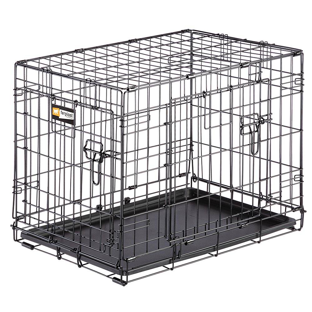 Ferplast - Ferplast Cage de transport pliable pour chiens DOG-INN 60, enclos pour chiots, transport en métal séparation inclus, porte double avec fermeture de - Imagen 1