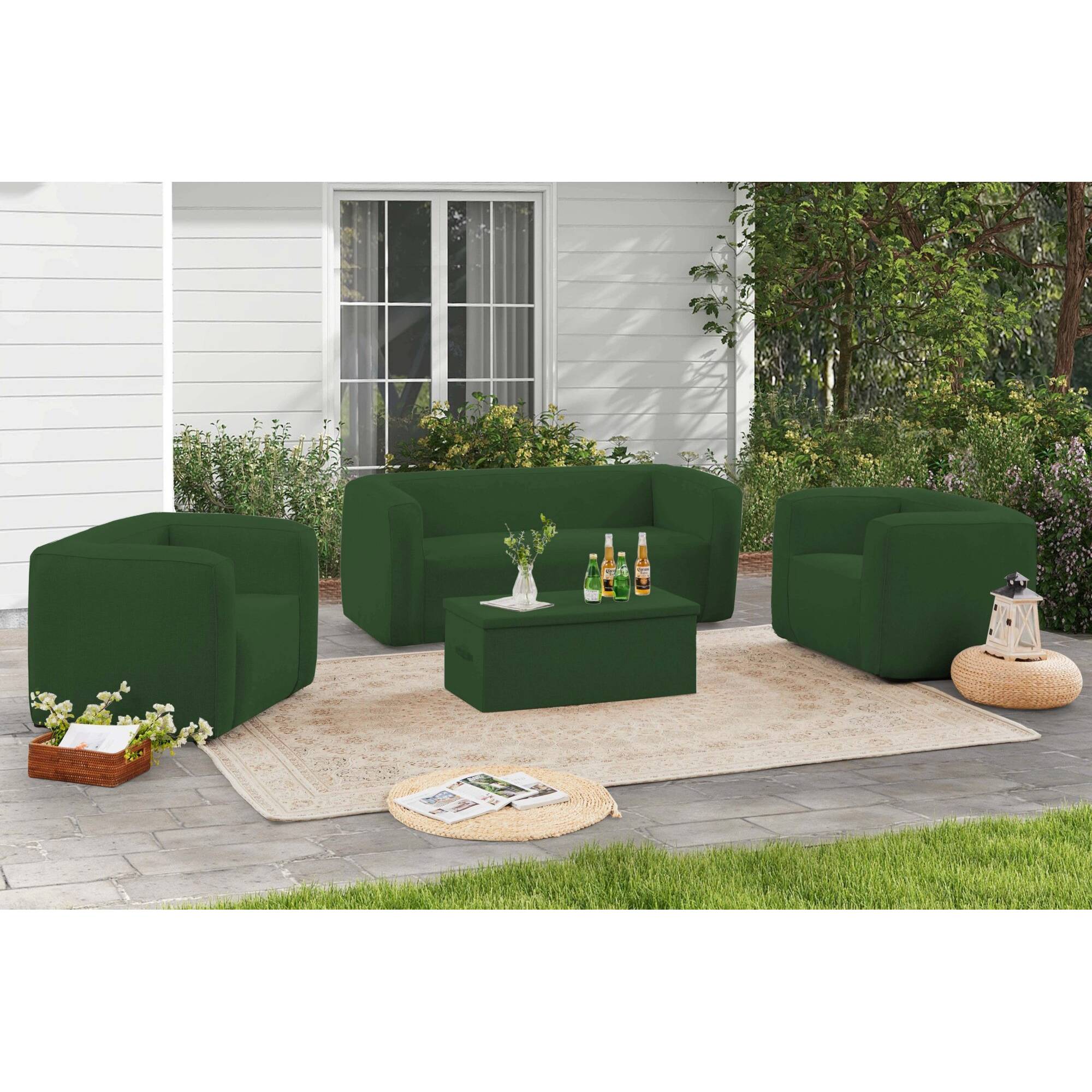 Table coffre Terracotta - Ouverture sur le dessus - Intérieur et extérieur - Couleur Vert - Imagen 3