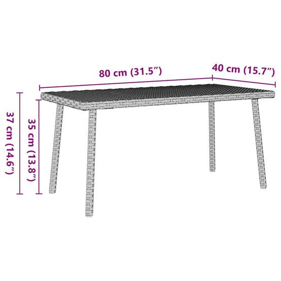 Table basse de jardin rectangulaire gris clair résine tressée 80 x 40 x 37 cm - PANGIVO - Image 8