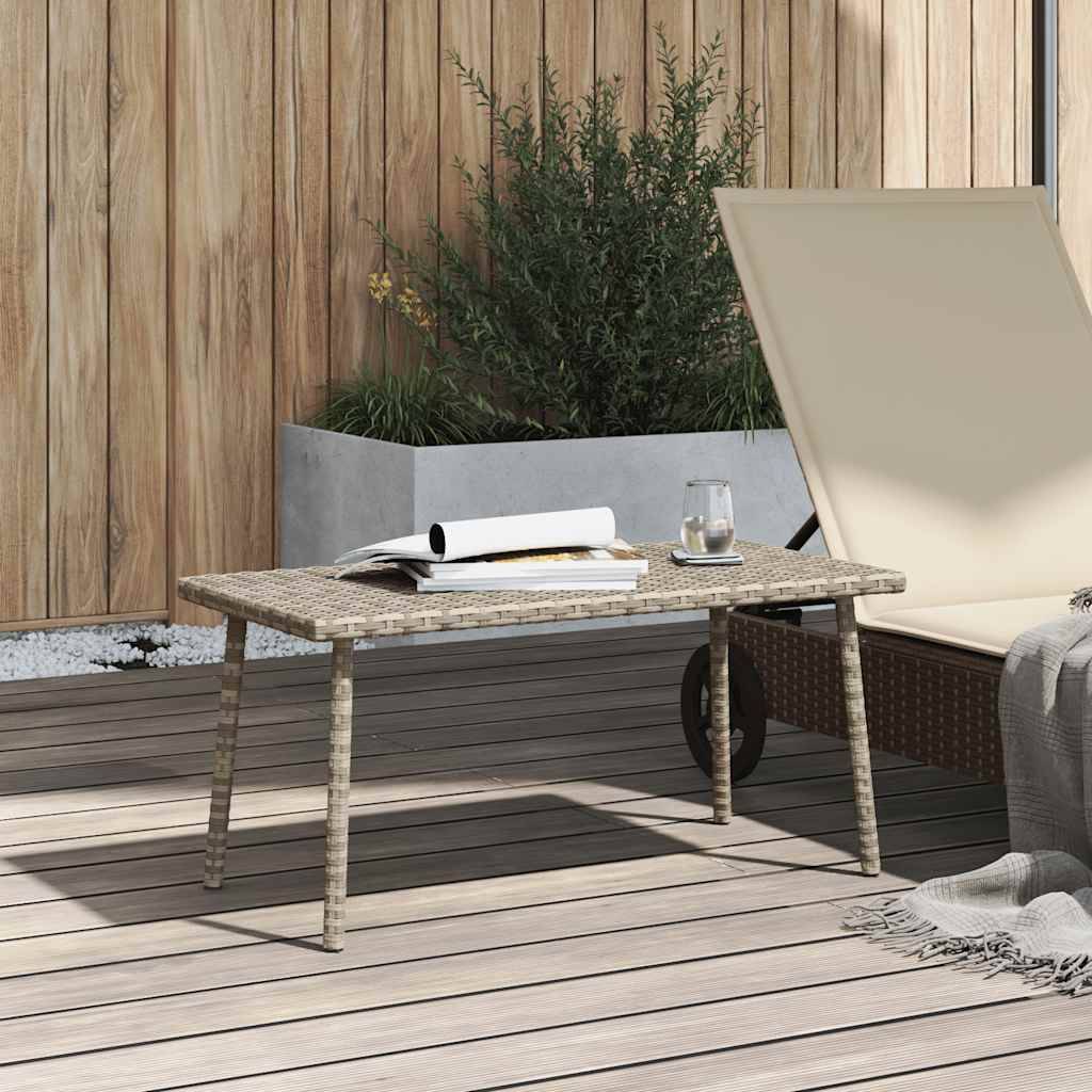 Table basse de jardin rectangulaire gris clair résine tressée 80 x 40 x 37 cm - PANGIVO - Image 3