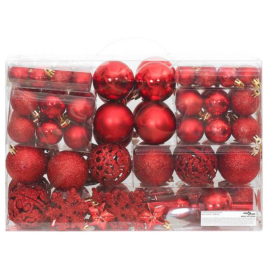 Ensemble de boules de Noël - Ornements de Noël - décorations de Noël 111 pièces rouge polystyrène - Image 3