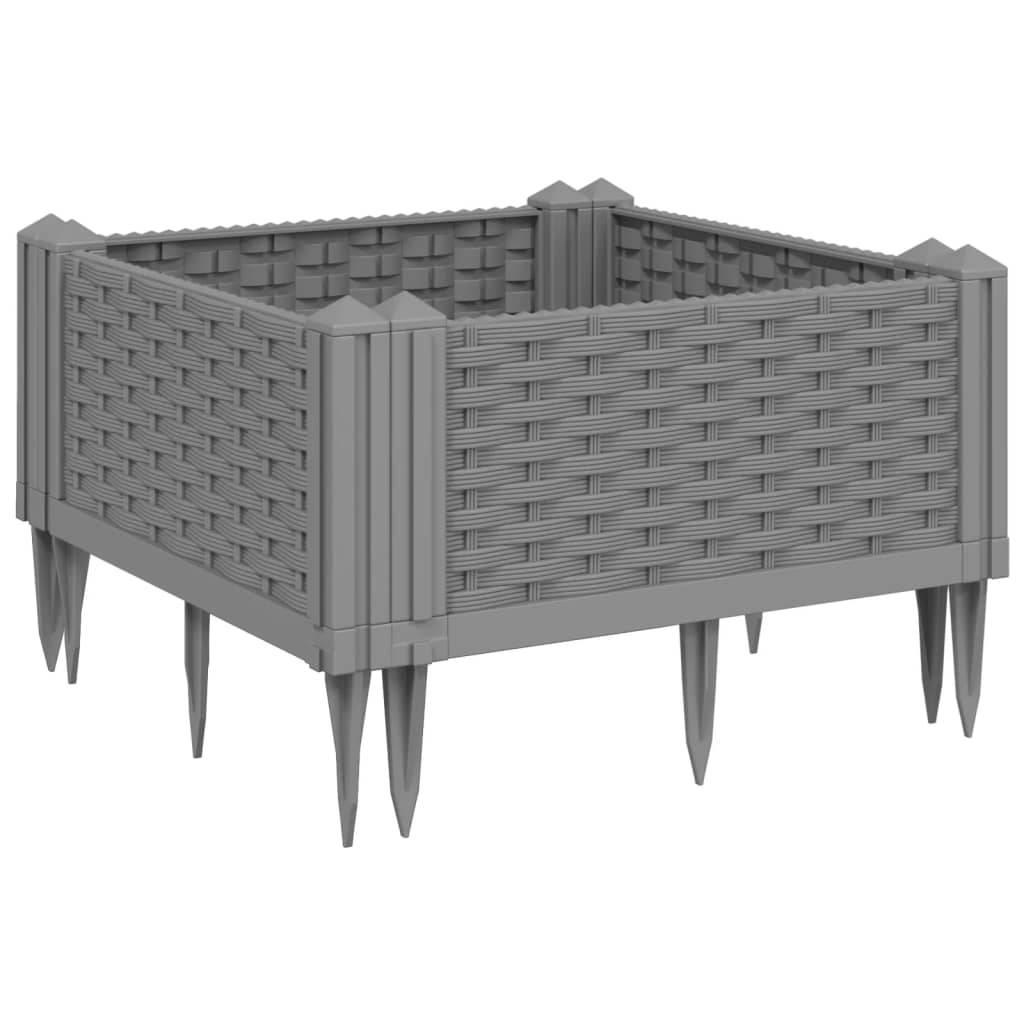 Jardinière avec Piquets PP Gris Clair 42.5 x 42.5 x 28.5 cm - PANGIVO - Image 2