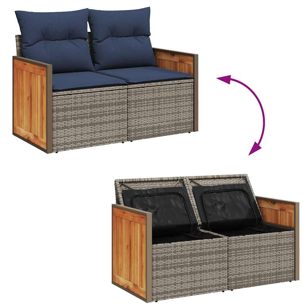 Salon de Jardin Modulable en Rotin Synthétique 8 Pièces avec Rangement pour Grande Terrasse Gris et Marine – ComfortXL Outdoor Living - Image 10