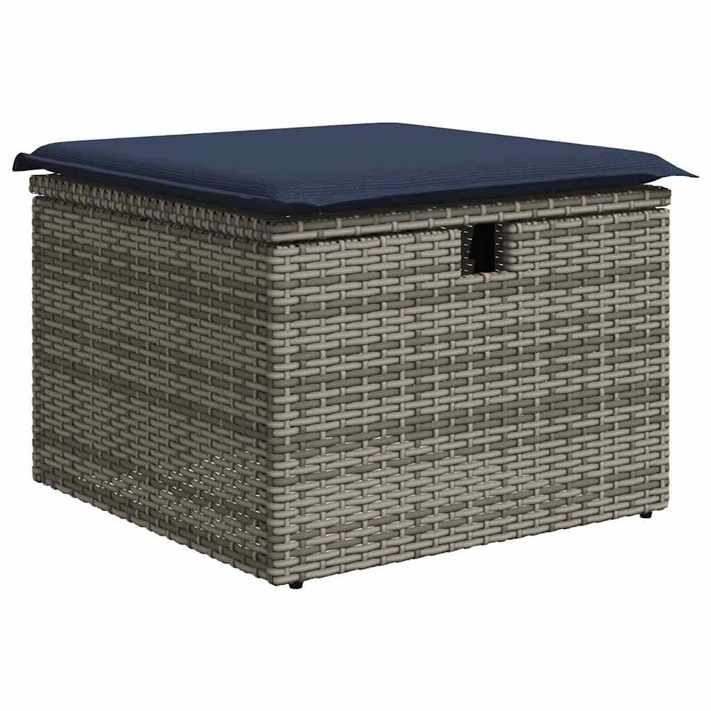 Salon de Jardin Modulable en Rotin Synthétique 8 Pièces avec Rangement pour Grande Terrasse Gris et Marine – ComfortXL Outdoor Living - Image 6