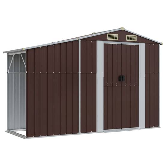 Helloshop26 - Abri de jardin cabane cabanon maison de stockage remise extérieur hangar outils robuste 277 x 365,5 x 179 cm acier galvanisé marron - Imagen 6