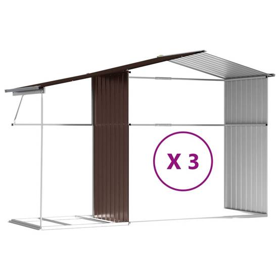 Helloshop26 - Abri de jardin cabane cabanon maison de stockage remise extérieur hangar outils robuste 277 x 365,5 x 179 cm acier galvanisé marron - Imagen 7