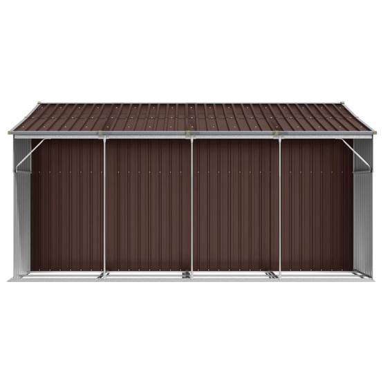 Helloshop26 - Abri de jardin cabane cabanon maison de stockage remise extérieur hangar outils robuste 277 x 365,5 x 179 cm acier galvanisé marron - Imagen 5