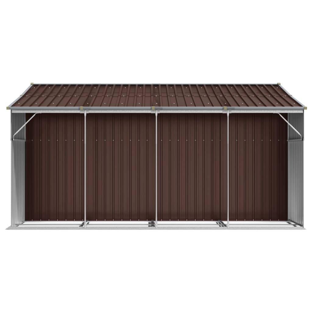 Helloshop26 - Abri de jardin cabane cabanon maison de stockage remise extérieur hangar outils robuste 277 x 365,5 x 179 cm acier galvanisé marron - Imagen 5