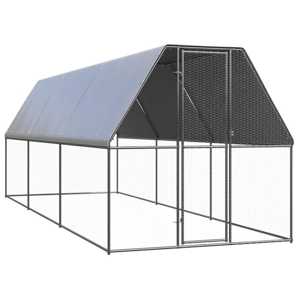 Enclos poulailler extérieur 2x6x2 m acier galvanisé avec bâche de toit – ComfortXL Outdoor Living - Image 1