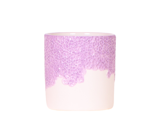 Cache-pot céramique en relief floral - courbes douces et coloris tendres - Pot de 9cm - lilas - Image 1