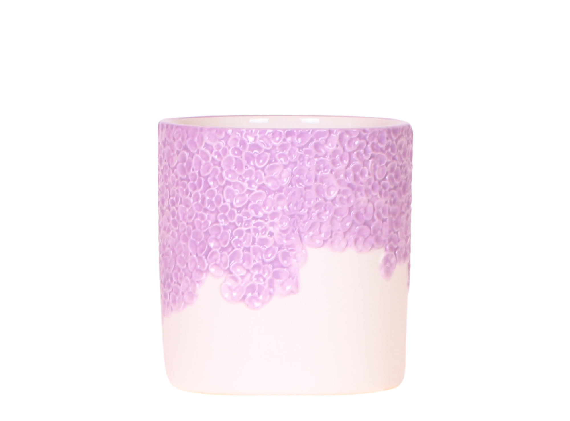 Cache-pot céramique en relief floral - courbes douces et coloris tendres - Pot de 9cm - lilas - Image 1