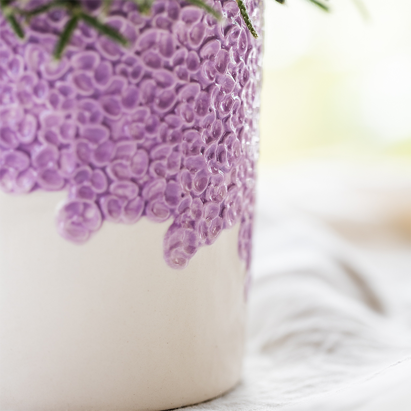 Cache-pot céramique en relief floral - courbes douces et coloris tendres - Pot de 9cm - lilas - Image 5