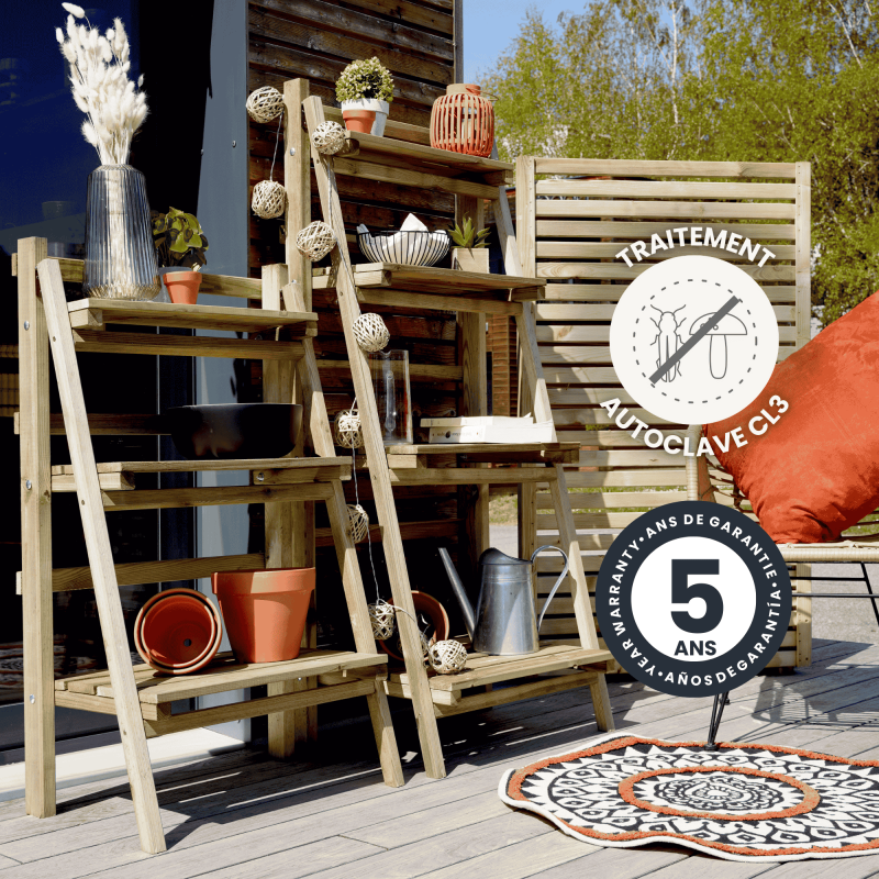 Jardipolys - Etagère pliable GIZEH 58 x 44 x H. 140 cm - pin classe 3 FSC ® Jardipolys - Imagen 6